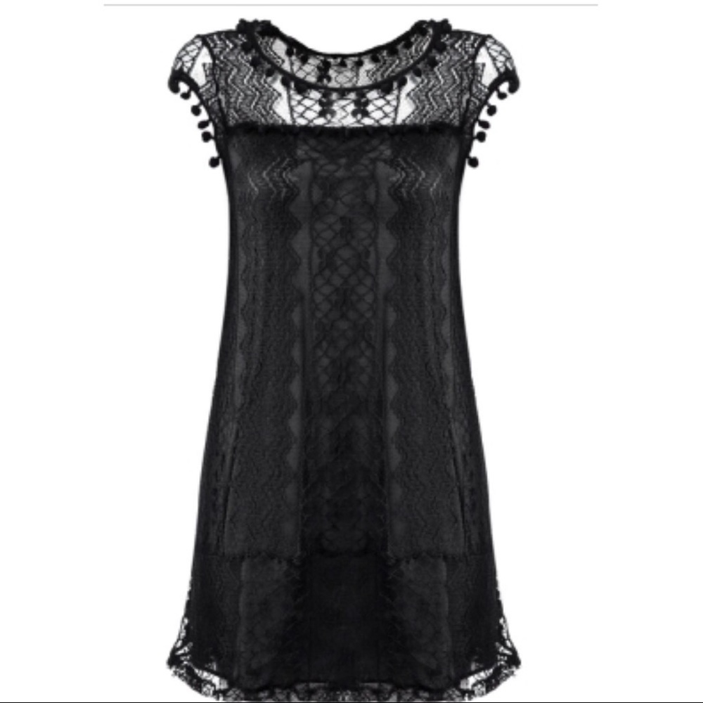 ❤️LAST ONE❤️ Boho Black Lace Pom Pom Mini …